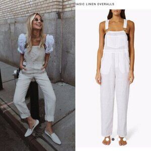 WeWoreWhat‎ Basic Overalls Jumpsuit Off White Linen Classic Blogger Favourite